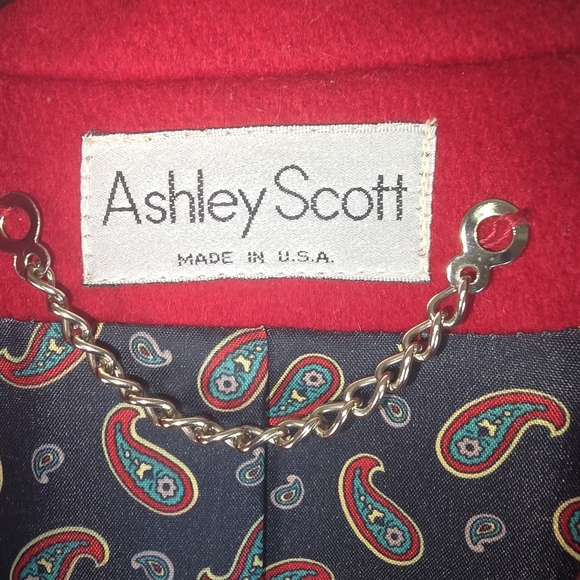 ASHLEY SCOTT VINTAGE WOOL DOUBLE BREASTED COAT GOLD BUTTONS LINED LARGE? - Picture 9 of 11